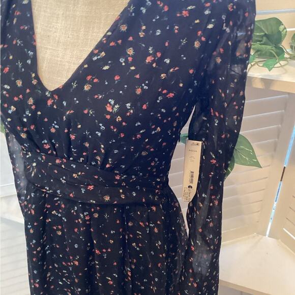 AQUA NWT BLACK COTTAGE CORE FLORAL DRESS SIZE SMALL 1217 - Picture 5 of 10